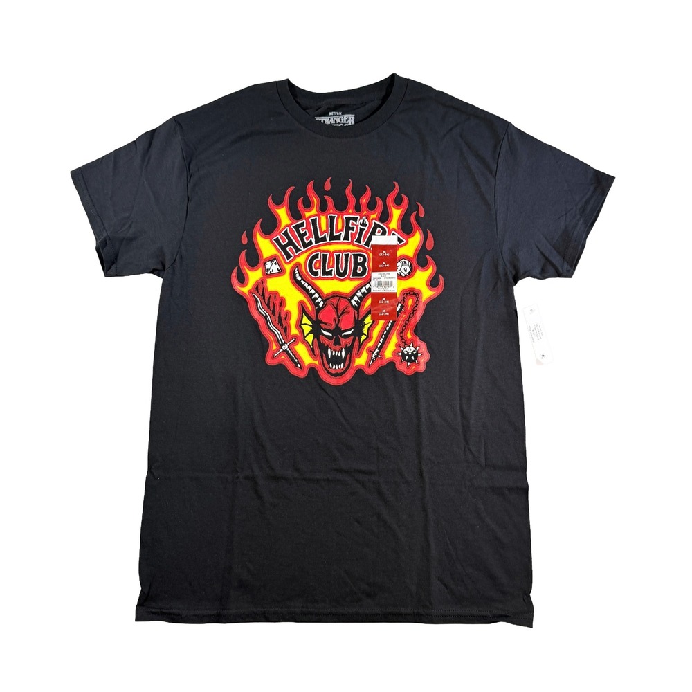 Netflix Stranger Things Hellfire Club T-Shirt Size M Black Graphic Tee New